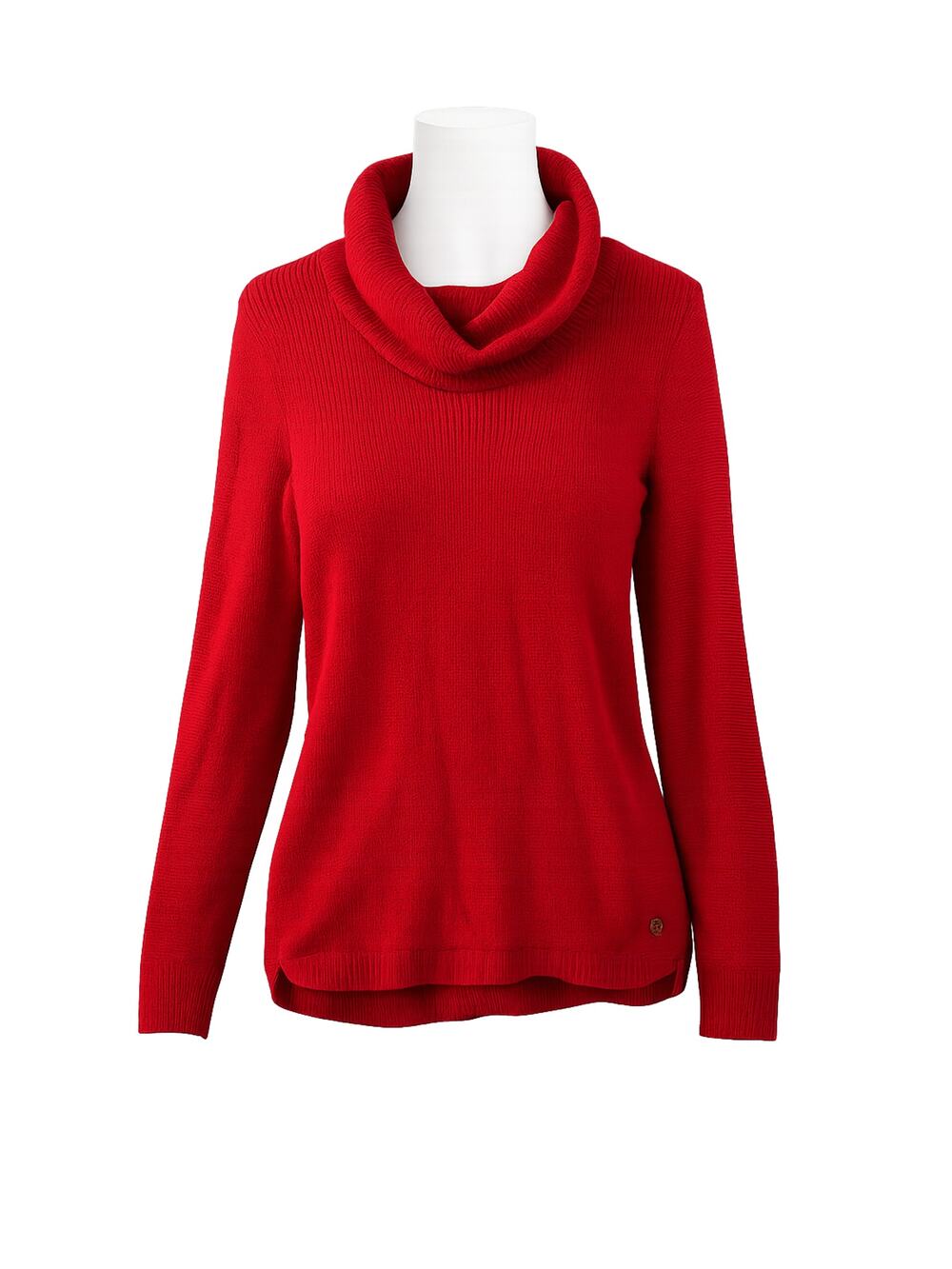 LRL Ralph Lauren Red Cowl Neck Ribbed Knit Cotton Sweater  - Size M